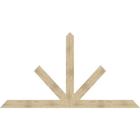 Ekena Millwork Saratoga Rough Sawn Timber Gable Bracket, Douglas Fir, 108"W x 58"H x 2"D x 6"F, 13/12 Pitch GBW108X58X0206SAR00RDF